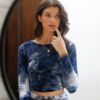 Velvet Tie-Dye Cropped Top & Bike Shorts Set – Black/White