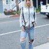 Zip-Up Hooded Sweater with Belt & Reversed Details – Grey