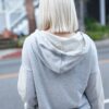 Zip-Up Hooded Sweater with Belt & Reversed Details – Grey