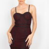 Honeycomb Sparkle Bodycon Dress – Sleeveless Black/Red
