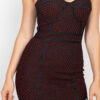 Honeycomb Sparkle Bodycon Dress – Sleeveless Black/Red