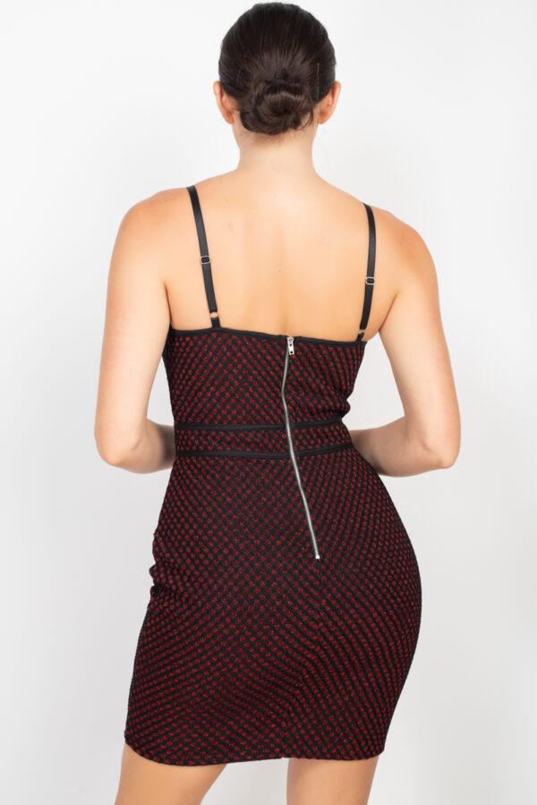 Honeycomb Sparkle Bodycon Dress – Sleeveless Black/Red