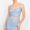 Shirred Cami Top & Mini Skirt Set – Honeycomb Dusty Blue