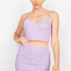 Shirred Cami & Mini Skirt Set – Glittered Dusty Lavender
