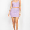 Shirred Cami & Mini Skirt Set – Glittered Dusty Lavender