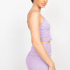 Shirred Cami & Mini Skirt Set – Glittered Dusty Lavender
