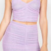 Shirred Cami & Mini Skirt Set – Glittered Dusty Lavender
