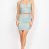 Shirred Cami & Mini Skirt Set – Dusty Sage