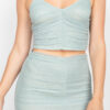 Shirred Cami & Mini Skirt Set – Dusty Sage