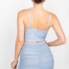 Shirred Cami Top & Mini Skirt Set – Honeycomb Dusty Blue