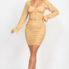 Sparkling Ruching Two-Piece Set – Rose Gold