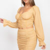 Sparkling Ruching Two-Piece Set – Rose Gold