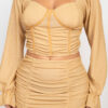 Sparkling Ruching Two-Piece Set – Rose Gold