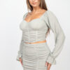 Sparkle Bustier & Ruched Mini Skirt Set – Silver