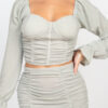 Sparkle Bustier & Ruched Mini Skirt Set – Silver