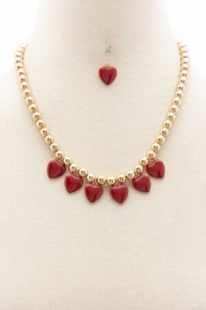 Heart Ball Bead Necklace – Heart & Colorful Beads