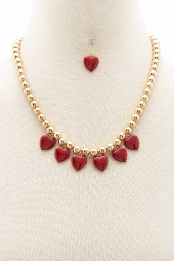 Heart Ball Bead Necklace – Heart & Colorful Beads