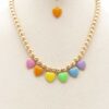 Heart Ball Bead Necklace – Heart & Colorful Beads