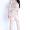 Sequin Button-Down Shirt & Pant Set – Silver
