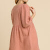 Ruched V-Neck Tunic Dress – Soft Clay