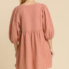 Ruched V-Neck Tunic Dress – Soft Clay