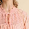 Jacquard Raglan Smocked Tie-Neck Dress – Blush