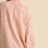 Jacquard Raglan Smocked Tie-Neck Dress – Blush