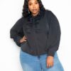 Pleated-Sleeve Plus-Size Blouse with Waterfall Frill