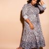 Plus Size Contrast Animal Print Shirt Dress