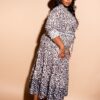 Plus Size Contrast Animal Print Shirt Dress