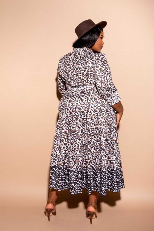 Plus Size Contrast Animal Print Shirt Dress