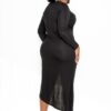 Plus Size Asymmetrical Sweater Dress with Waterfall Ruffle