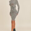 Long Sleeve Stripe Print Midi Dress – Black/White