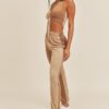 Two-Tone Two-Piece Set with Ruched Top – Camel/Taupe