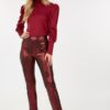 Animal Skin Vinyl Ankle Pants – Burgundy
