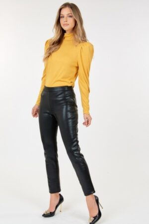 Animal Skin Vinyl Ankle Pants – Black