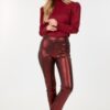 Animal Skin Vinyl Ankle Pants – Burgundy