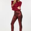 Animal Skin Vinyl Ankle Pants – Burgundy