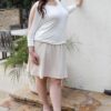 Plus Cold-Shoulder Midi-Sleeve Top in Off-White