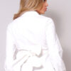 Cropped Button-Down Shirt with Crossed Front & Back Tie – White