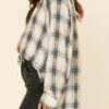 Oversized Plaid Shirt – Loose Collared Button-Up (Grey)