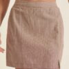 Pinstripe Mini Skirt with Banded Front – Chocolate