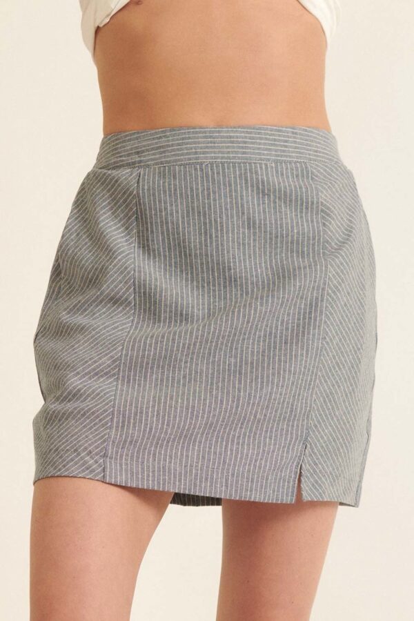 Banded Front Waist Pinstripe Mini Skirt – Denim Blue