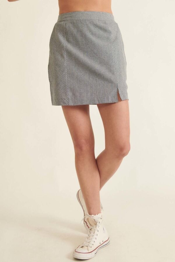 Banded Front Waist Pinstripe Mini Skirt – Denim Blue