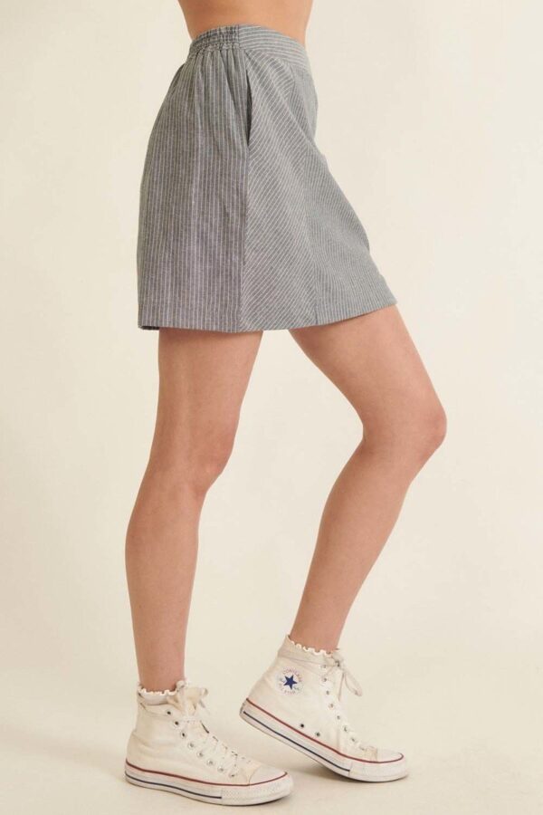 Banded Front Waist Pinstripe Mini Skirt – Denim Blue