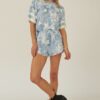 Tie-Dye Knit Top with Star Pattern & Varsity Trim
