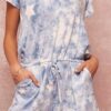 Star Tie-Dye Knit Romper with Open Surplice Back