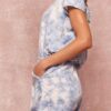 Star Tie-Dye Knit Romper with Open Surplice Back