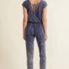Mineral-Wash Knit Jumpsuit with Surplice Back – Denim Blue