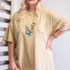 Plus Size Mineral-Washed Cotton Boxy Tunic – Light Mustard